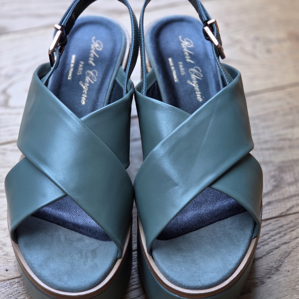 Robert Clergerie Green Leather Women's Sandals